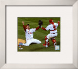 Brad Lidge and Carlos Ruiz celebrate Final Out of the 2008 World Series Framed Photographic Print