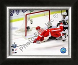 Valtteri Filppula scores a diving third period goal during Game 2 of the 2008 NHL Stanley Cup Final Framed Photographic Print