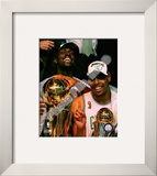 Kevin Garnett & Paul Pierce, Game Six of the 2008 NBA Finals With Trophies Framed Photographic Print