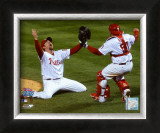Brad Lidge and Carlos Ruiz celebrate Final Out of the 2008 World Series Framed Photographic Print
