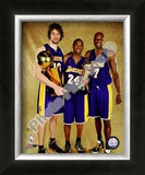 Pau Gasol, Kobe Bryant, & Lamar Odom Game 5 - 2009 NBA Finals With Championship Trophy (31) Framed Photographic Print