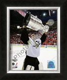 Marc-Andre Fleury Game 7 - 2008-09 NHL Stanley Cup Finals With Trophy Framed Photographic Print
