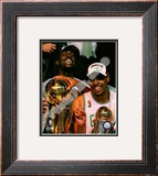 Kevin Garnett & Paul Pierce, Game Six of the 2008 NBA Finals With Trophies Framed Photographic Print