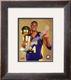 Kobe Bryant Game Five of the 2009 NBA Finals With Championship Trophy Framed Photographic Print