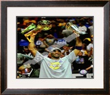 Kobe Bryant Game 5 - 2009 NBA Finals With MVP & Championship Trophies Framed Photographic Print
