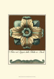 Aqua and Brown Rosette I Prints