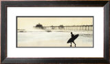 Surfer at Huntington Beach Print by Thea Schrack