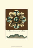 Aqua and Brown Rosette IV Posters