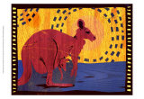 Woodblock Kangaroo Plakat av Benjamin Bay