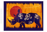 Woodblock Rhino Posters van Benjamin Bay Woodblock Rhino Posters van Benjamin Bay