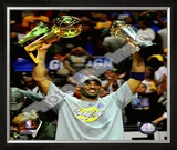 Kobe Bryant Game 5 - 2009 NBA Finals With MVP & Championship Trophies Framed Photographic Print
