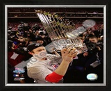 Chase Utley With World Series Trophy Framed Photographic Print