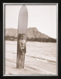 Duke with Surfboard Framed Giclee Print