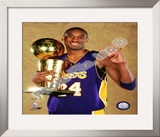 Kobe Bryant Game Five of the 2009 NBA Finals With Championship Trophy Framed Photographic Print