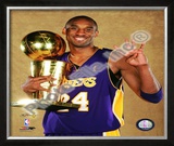 Kobe Bryant Game Five of the 2009 NBA Finals With Championship Trophy Framed Photographic Print