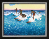 Surf Riders Honolulu Framed Giclee Print by Charles W. Bartlett