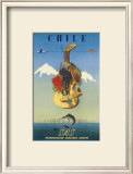 Chile by SAS, Scandinavian Airline System, c.1951 Print by De Ambrogio 
