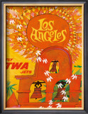 Los Angeles, Fly TWA Jets Framed Giclee Print by David Klein