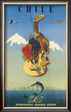 Chile by SAS, Scandinavian Airline System, c.1951 Art by De Ambrogio 