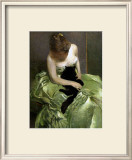 Woman in Green Dress with Black Cat Framed Giclee Print by John White Alexander