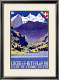 Swiss Alps Lucerne Travel Poster Framed Giclee Print