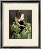 Woman in Green Dress with Black Cat Framed Giclee Print by John White Alexander