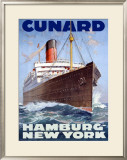 Cunard Line, Hamburg to New York Framed Giclee Print by Hans Bohrdt