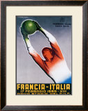 Francia-Italia Football, 1935 Framed Giclee Print by T. Corbella