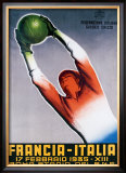 Francia-Italia Football, 1935 Framed Giclee Print by T. Corbella