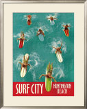 Surf City, Huntington Beach Framed Giclee Print