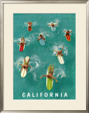 California Surfing Framed Giclee Print