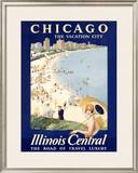 Chicago Illinois Central Train Framed Giclee Print