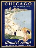 Chicago Illinois Central Train Framed Giclee Print