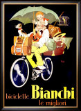 Bianchi Biciclette Framed Giclee Print by Mich (Michel Liebeaux) 