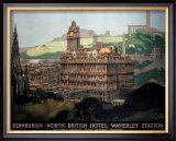 Edinburgh, New British Hotel, Waverley Station, LNER Framed Giclee Print