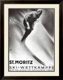 St. Moritz, Ski Framed Giclee Print