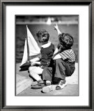 Two Boys with Sail Boat Framed Giclee Print