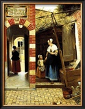 Dutch Courtyard of a House in Delft Framed Giclee Print by Pieter de Hooch