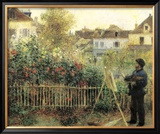 Monet Painting in His Garden at Argenteuil Poster by Pierre-Auguste Renoir