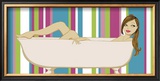 Girl in Bathtub with Stripes Prints by Clara Almeida