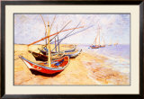 Fishing Boats on the Beach at Saints-Maries, c.1888 Framed Giclee Print by Vincent van Gogh