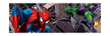 Spider-Man and Green Goblin Fighting and Flying in the City Prints