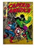 Marvel Comics Retro: Captain America Comic Book Cover #110, with the Hulk and Bucky (aged) Reprodukcje