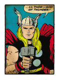 Marvel Comics Retro: Mighty Thor Comic Panel; God of Thunder! Holding Hammer (aged) Billeder