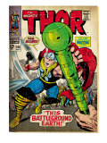Marvel Comics Retro: The Mighty Thor Comic Book Cover #144, Charging, Swinging Hammer (aged) Poster