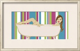 Girl in Bathtub with Stripes Prints by Clara Almeida