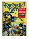 Marvel Comics Retro: Fantastic Four Family Comic Book Cover 2, Fighting Skrulls (aged) Posters