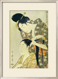 Woman Dressing Another's Hair Art by Utamaro Kitagawa 