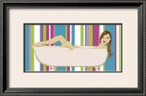 Girl in Bathtub with Stripes Poster by Clara Almeida