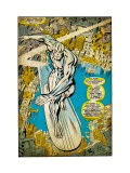 Marvel Comics Retro: Silver Surfer Comic Panel, Over the City (aged) Kunstdruck